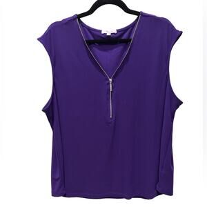 89+ Madison purple sleeveless v neck‎ faux zipper. size 1x